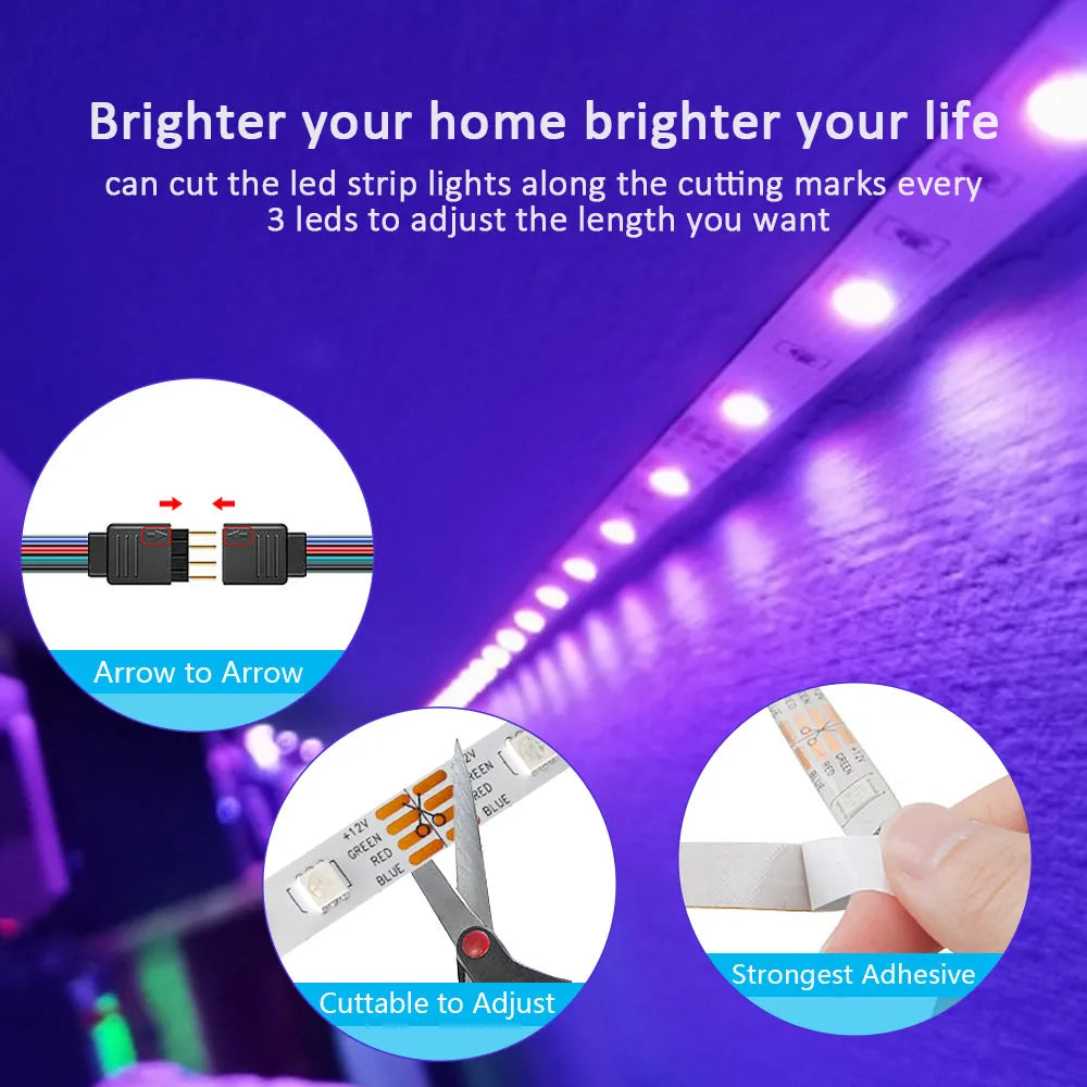 Color Your World: RGB 5050 LED Strip Lights - Sync with Music for the Ultimate Home Ambiance