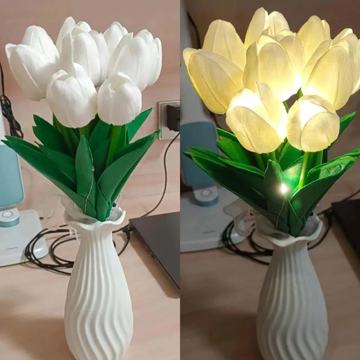 Radiant Bloom LED Tulips - Elegant Floral Night Light for Timeless Decor & Gifts