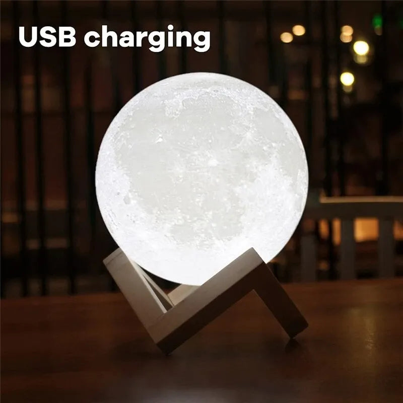 Mystical Moonlight 3D Print Lamp - USB Rechargeable, Touch-Controlled Celestial Light