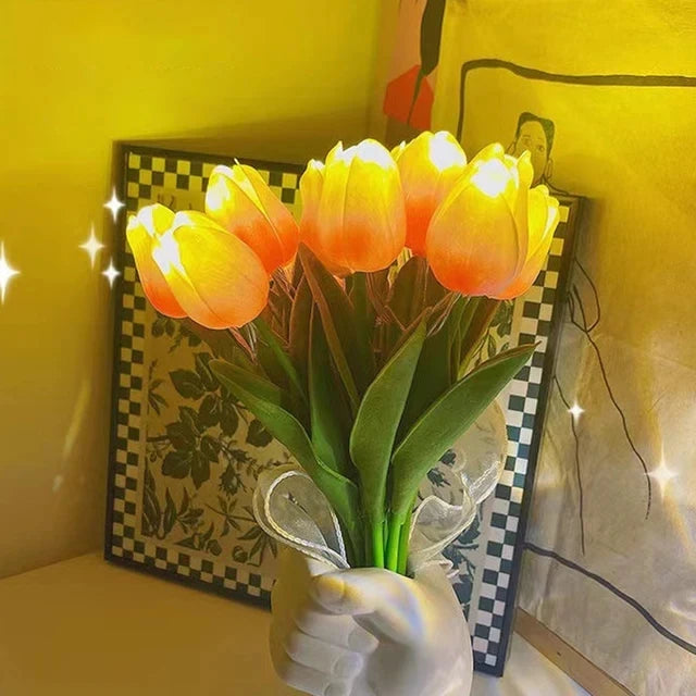 Radiant Bloom LED Tulips - Elegant Floral Night Light for Timeless Decor & Gifts