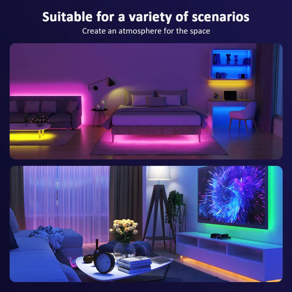 Color Your World: RGB 5050 LED Strip Lights - Sync with Music for the Ultimate Home Ambiance